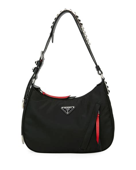 prada milano black shoulder bag|Prada nylon shoulder bag price.